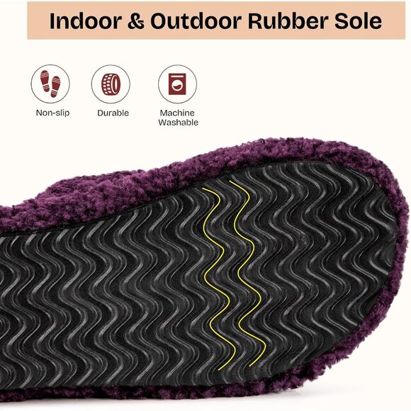 Women's Plum-Violet Fuzzy Open-toe Slippers Soft Comfy Foam Indoor House Shoes - Picture 8 of 11